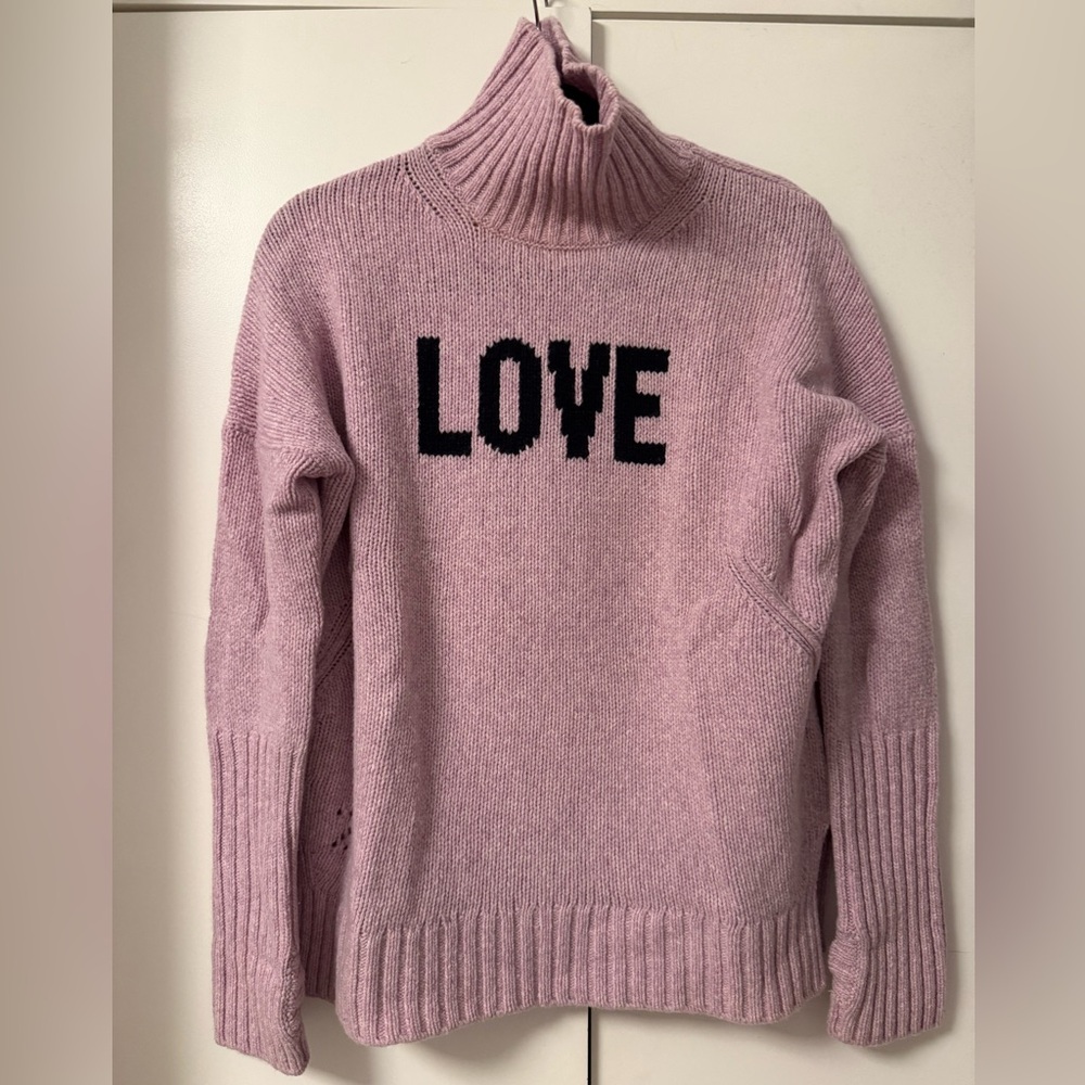 Zadig & Voltaire Pink Turtleneck Sweater with 'LOVE' Motif